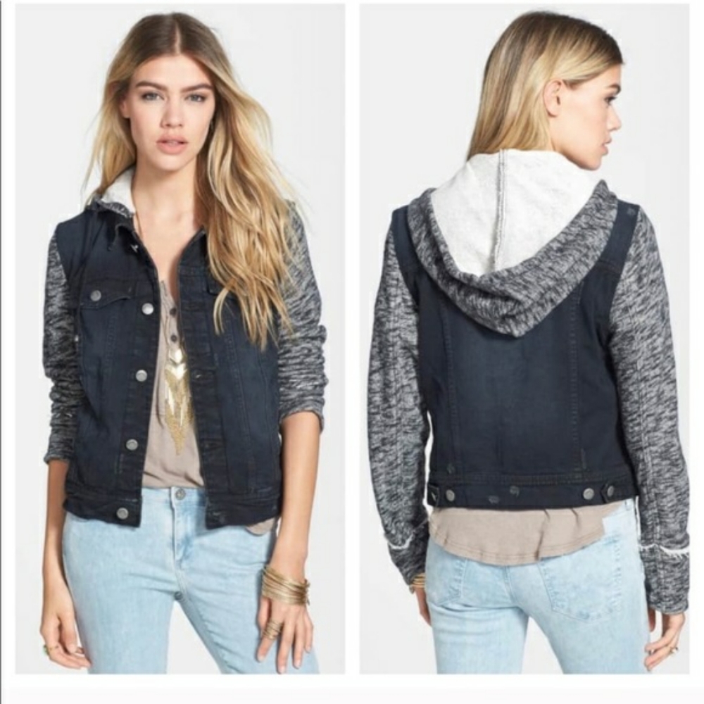 Free People Hooded Denim Jacket